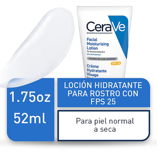 Cerave Hidratante Piel Normal Y Seca Am Spf25 52ml Locion Facial - Imagen 2