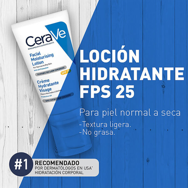 Cerave Hidratante Piel Normal Y Seca Am Spf25 52ml Locion Facial - Imagen 3