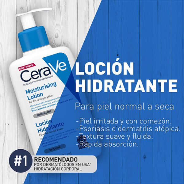 Cerave Hidratante Piel Seca 236ml Locion Facial Y Corporal - Imagen 4