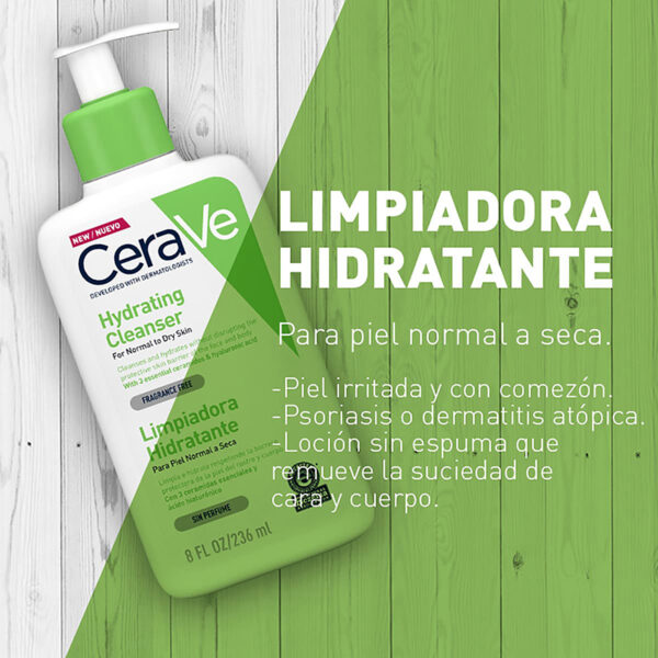 Cerave Limpiador Hidratante Piel Seca 236ml Locion Facial Y Corporal - Imagen 3