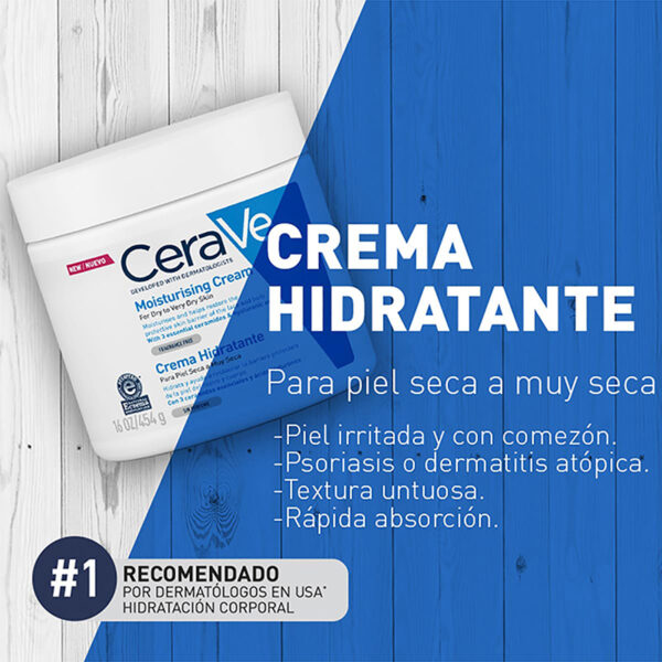 Cerave Hidratante Piel Seca A Muy Seca 454g Crema Facial Y Corporal - Imagen 3