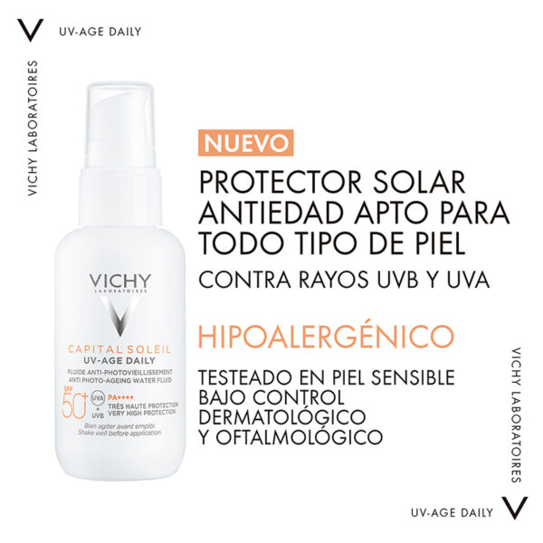 Vichy Capital Soleil Protector Solar Uv-age Daily Spf50+ 40ml Crema Facial - Imagen 3