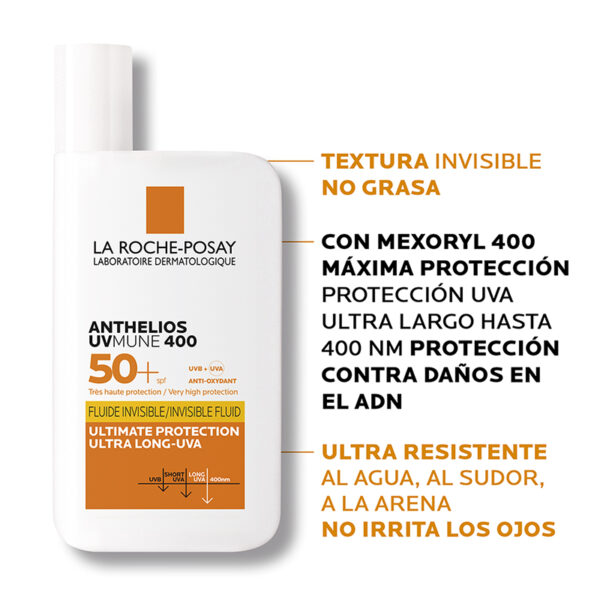 Lrp Anthelios Protector Solar Uv Mune 400 Sin Color Spf50+ 50ml Crema Facial - Imagen 3