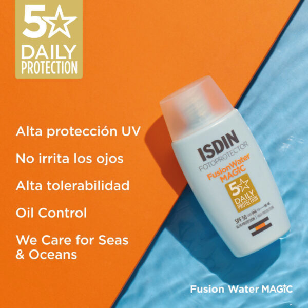 Isdin Fotoprotector Oil Control Fusion Water Magic Spf50 50ml Fluido Facial - Imagen 5