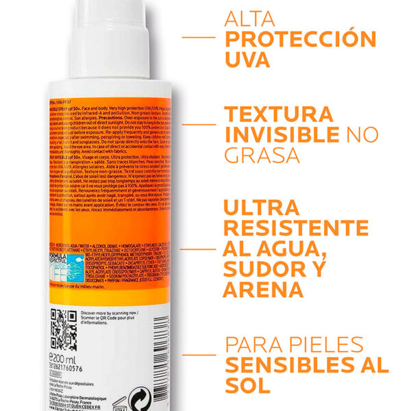 Lrp Anthelios Invisible Protector Solar Spf50+ 200ml Spray - Imagen 3